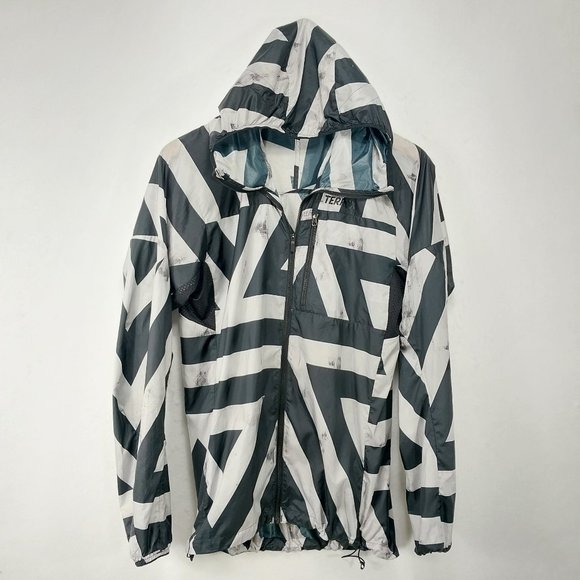 adidas Other - Adidas TERREX Jacket Men Small Black Gray Windbreaker Full Zip Hood Lightweight